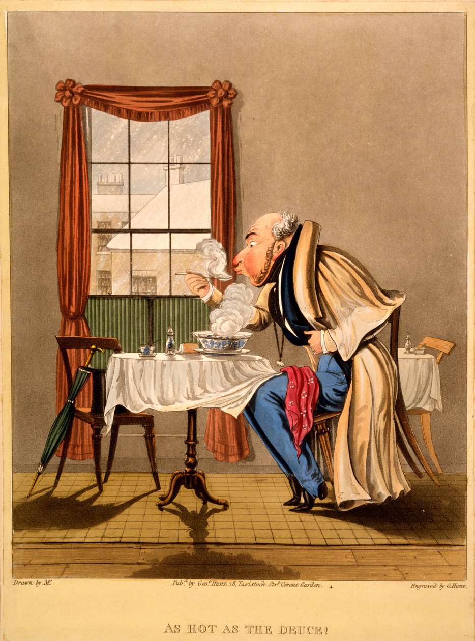 As Hot as the Deuce!, tryk lavet af George Hunt, 1827 (håndfarvet gravering) af M. Egerton