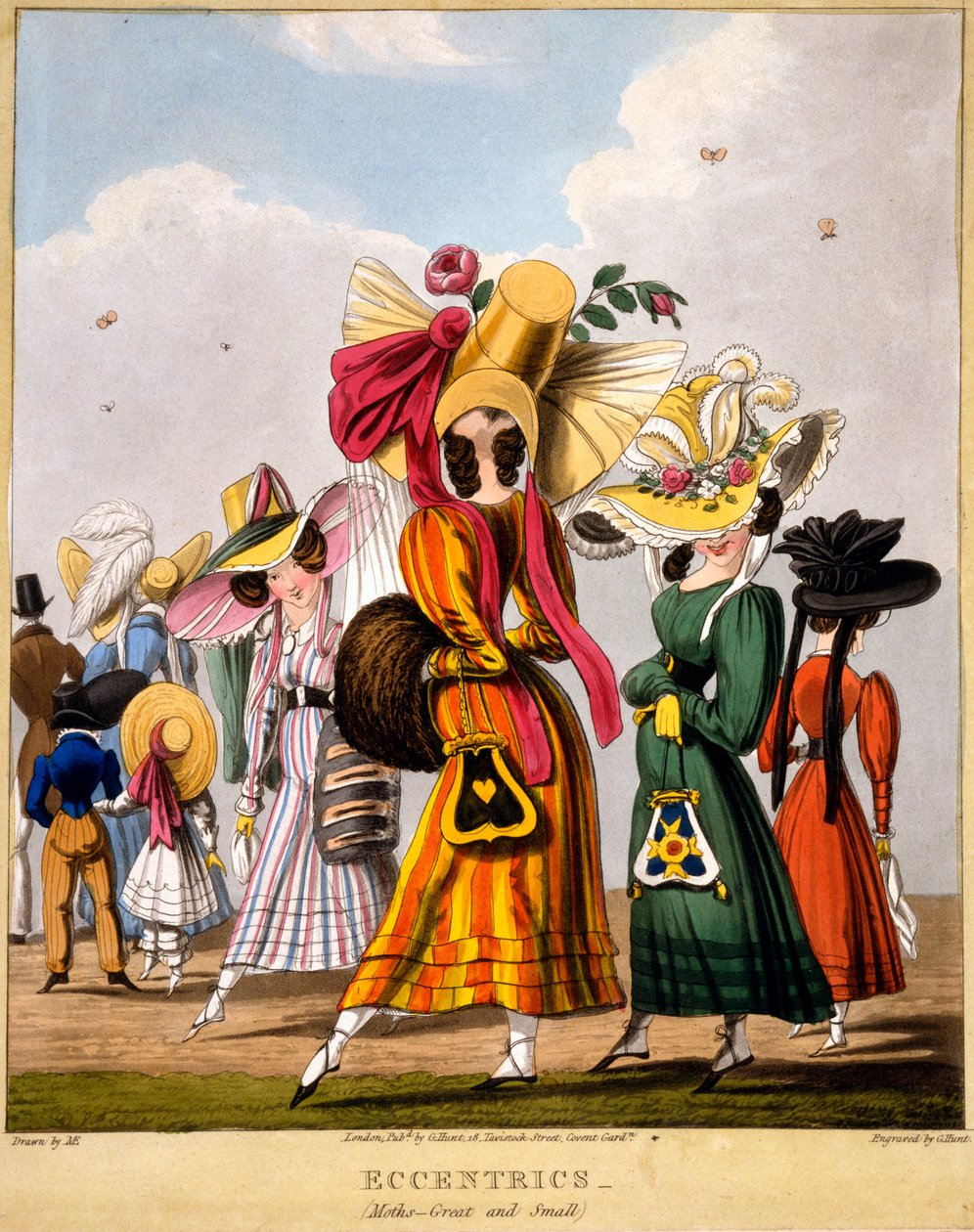 Eccentrics - Moths (Great and Small), tryk lavet af George Hunt, 1827 (håndfarvet gravering) af M. Egerton