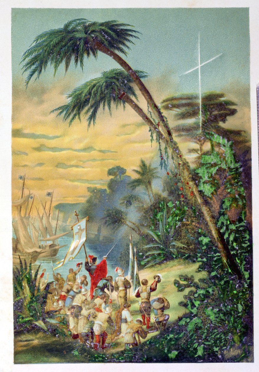 Opdagelsen af den nye verden af Christopher Columbus (1451-1506) 1892 af M. Houssot