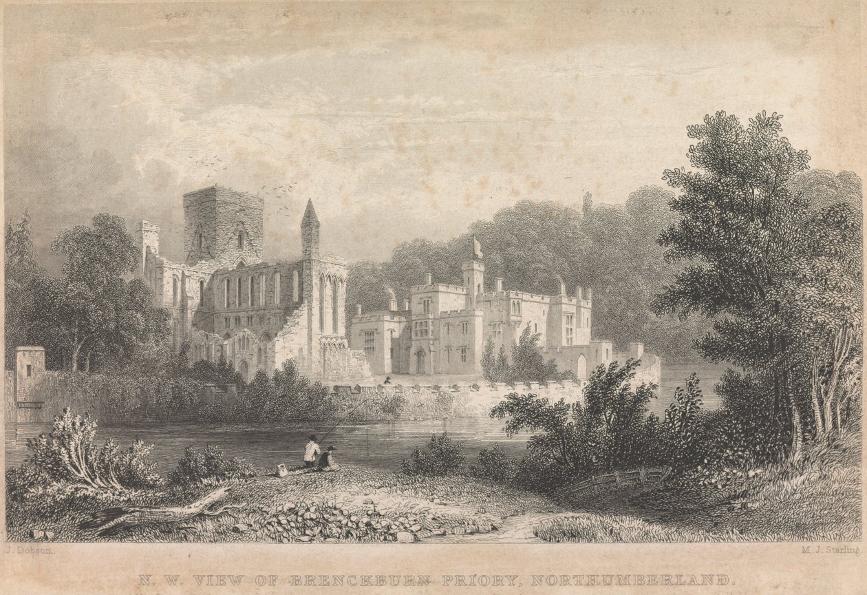 Nordvest udsigt over Brinkburn Priory, Northumberland; side 44 (bind 1) af M. J. Starling