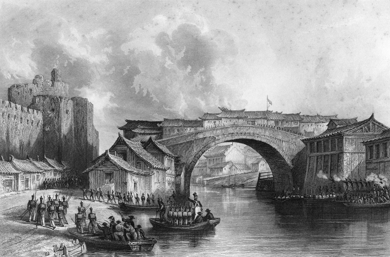 West Gate of Ching-keang-foo Zhenjiang, Kina, 21. juli 1842 c1857. af M. J. Starling