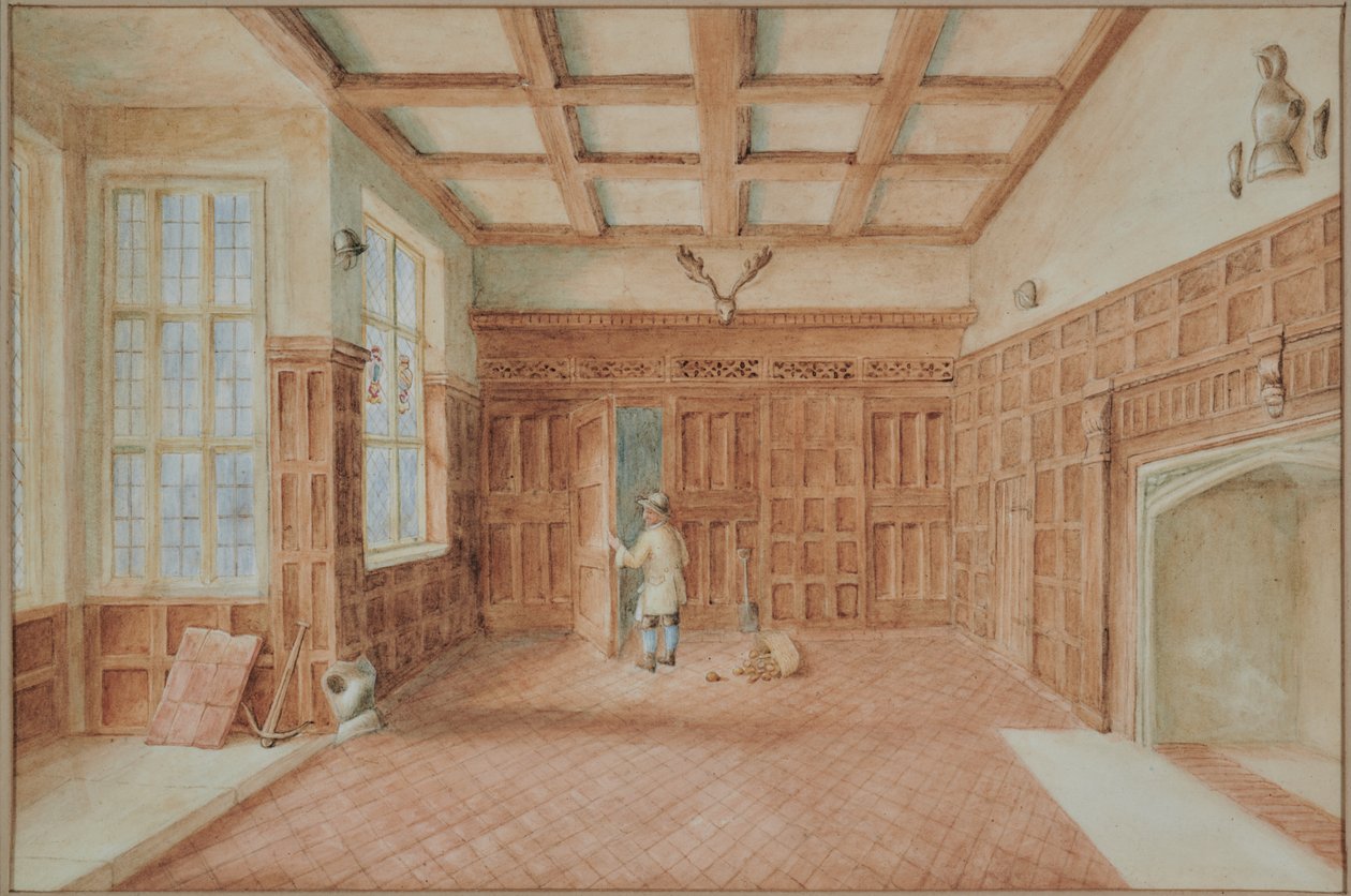 Chillington House Maidstone, udsigt over Great Hall af M. J. Tomalin