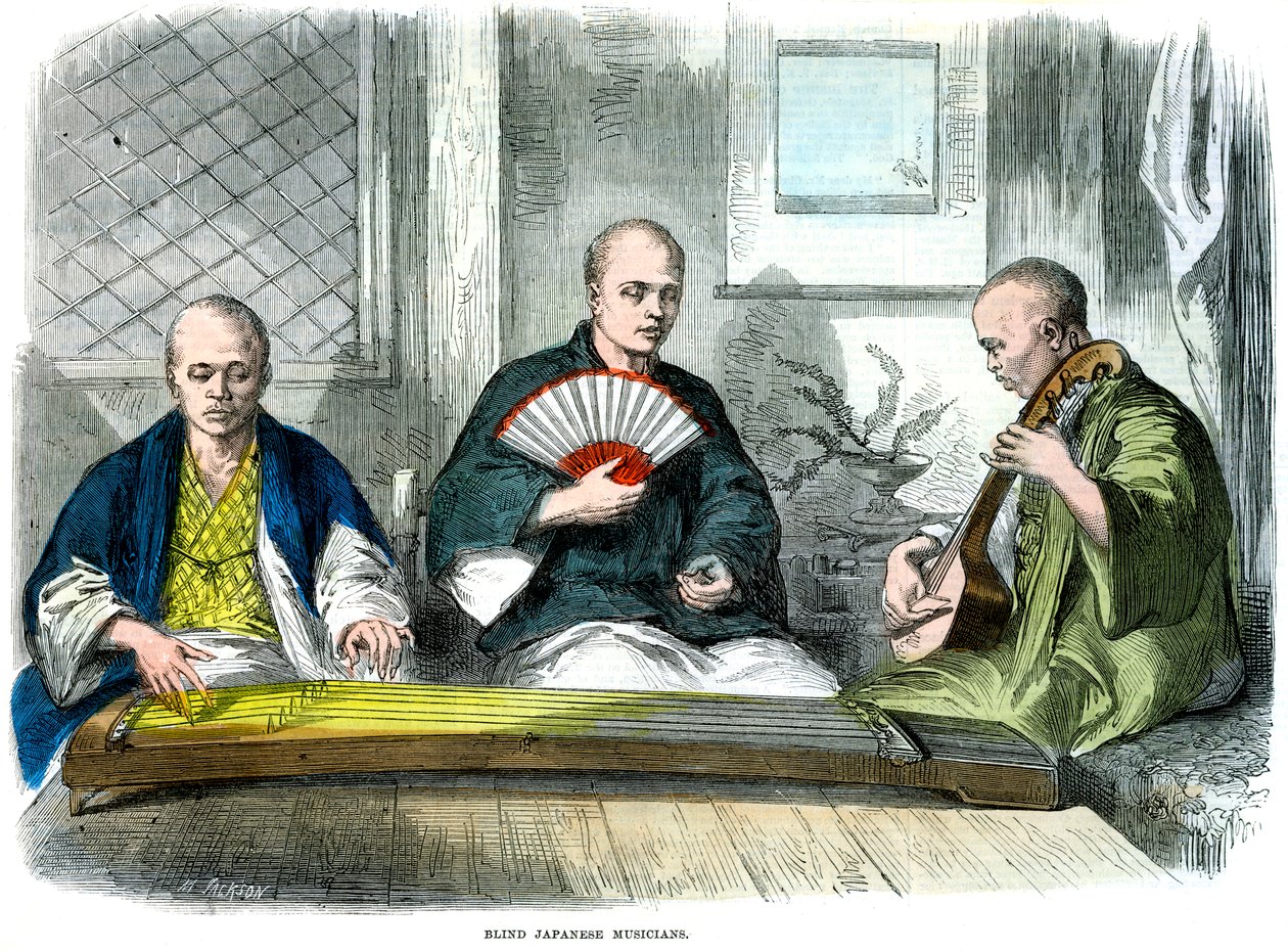 Blinde japanske musikere, 1864 af M. Jackson