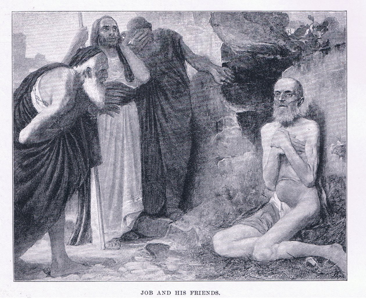 Job og hans venner, fra The Magazine of Art 1893, Cassell and Company af M. Lavergne