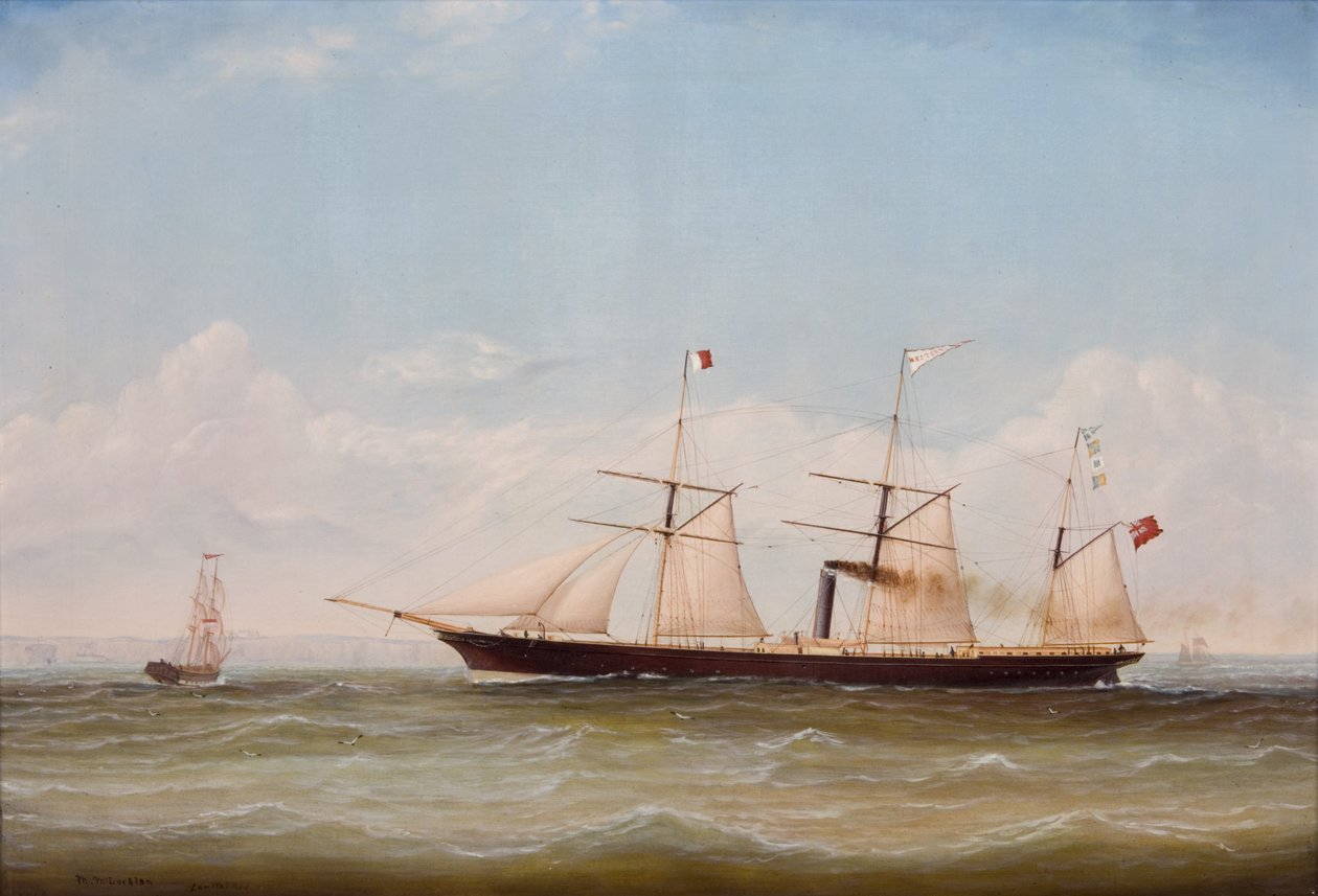 ss Western (olie på lærred af ss Western) af M. McLachlan