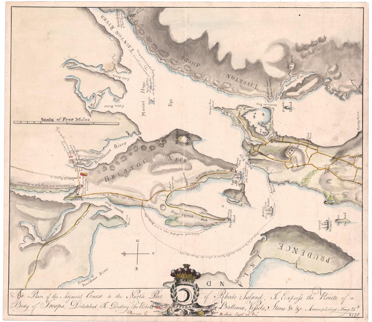 A Plan of Rhode Island af Seix (manuskript) af M. Seix