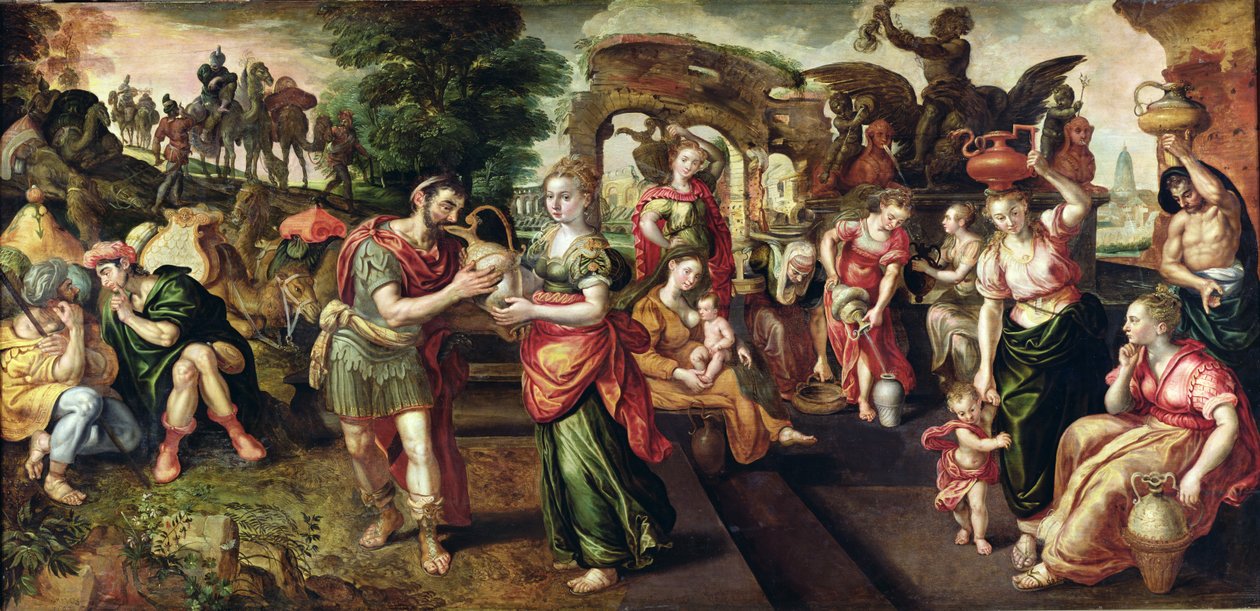 Eliezer og Rebecca ved brønden, 1562 af Maarten de Vos