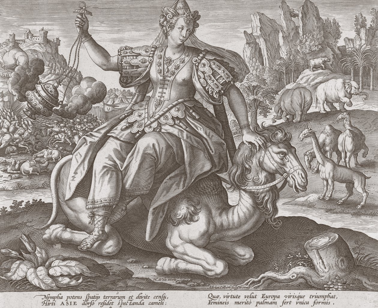 Asien fra De fire kontinenter, udg. C 1588-89 af Maarten de after Vos
