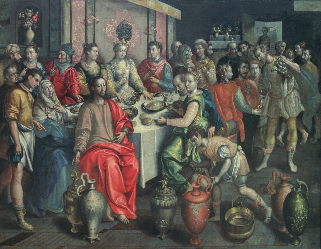 Ægteskabet i Cana, 1597 af Maarten de studio of Vos