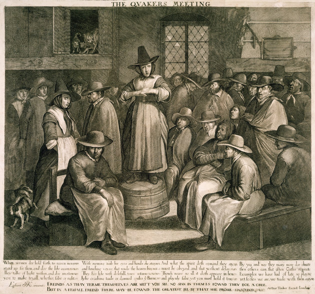 Kvækermødet af Maarten van (after) Heemskerck
