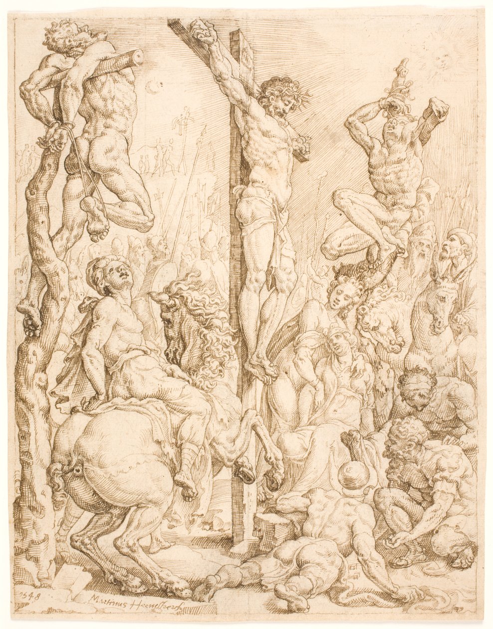 Kristus på korset, mellem tyvene af Maarten van Heemskerck