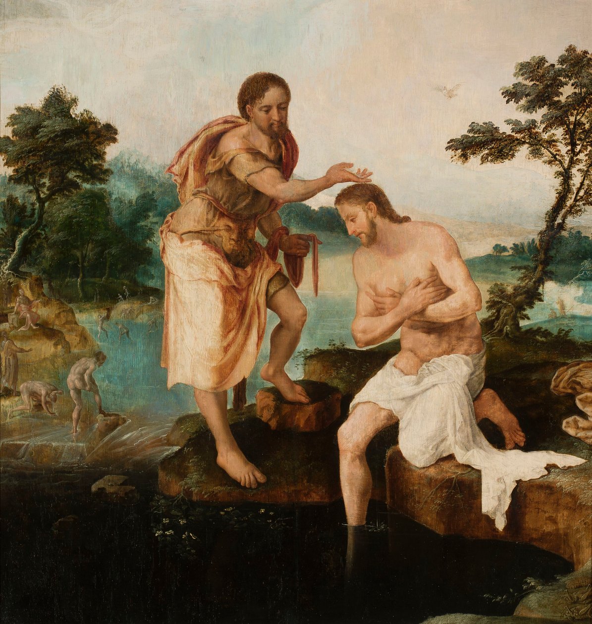 Kristi dåb (Matt 3, 13-17; Mark 1, 9-11; Luk 3, 21-22) af Maarten van Heemskerck