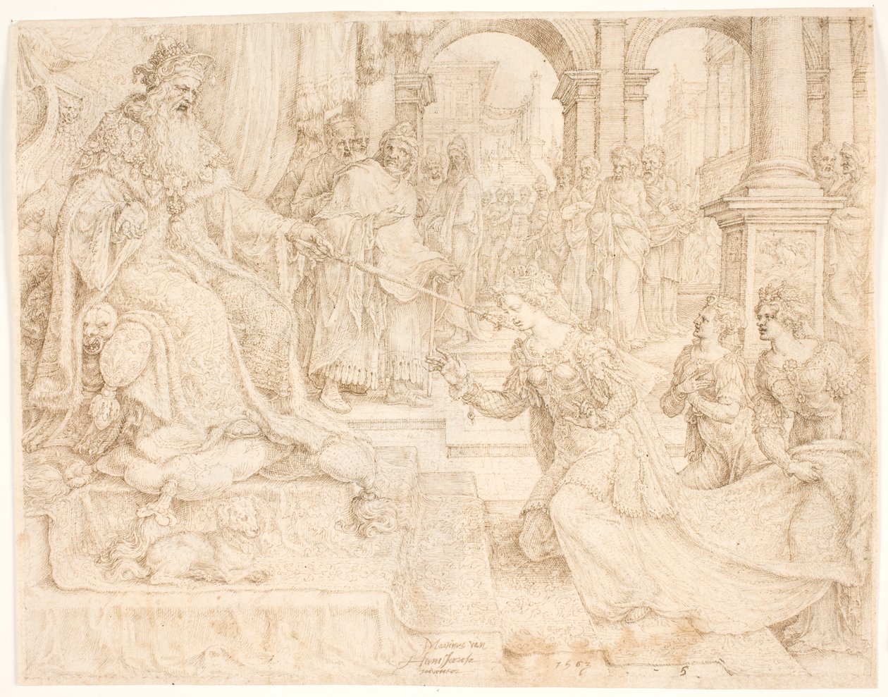 Ester foran Ahasverus af Maarten van Heemskerck