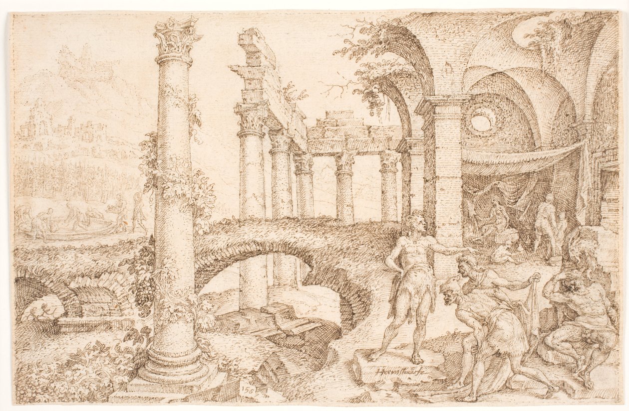 Skinke håner Noah af Maarten van Heemskerck