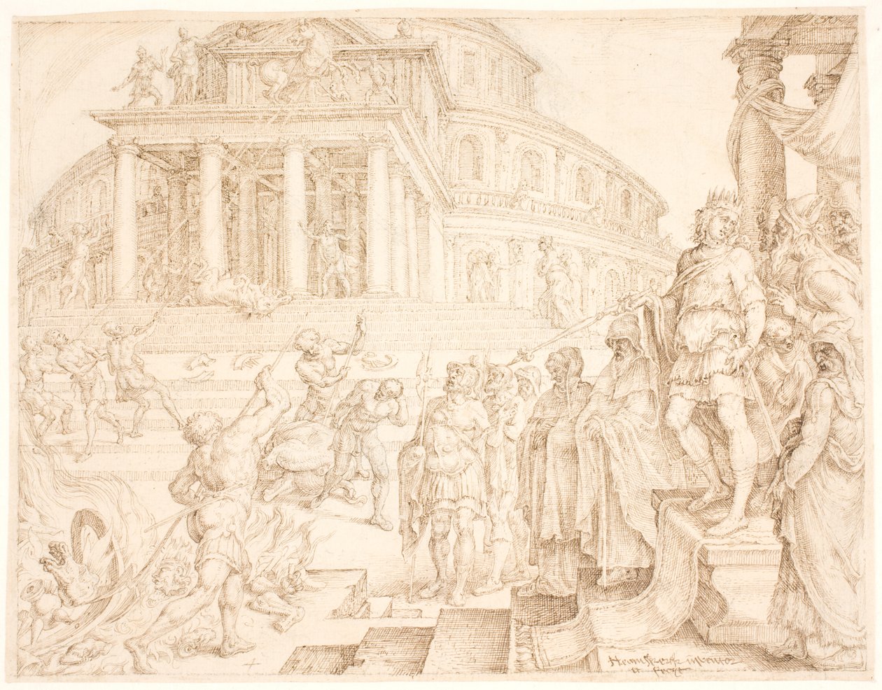 Josias befaler, at hestene skal fjernes og solvognene brændes af Maarten van Heemskerck