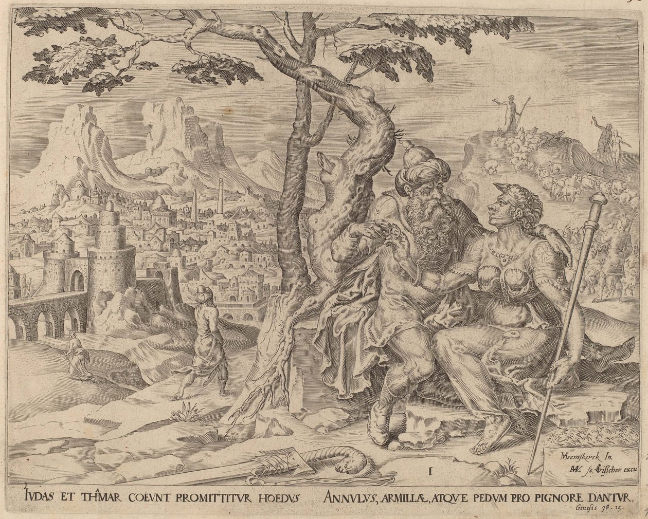 Juda giver Tamar pantet, ca. 1566 af Maarten van Heemskerck