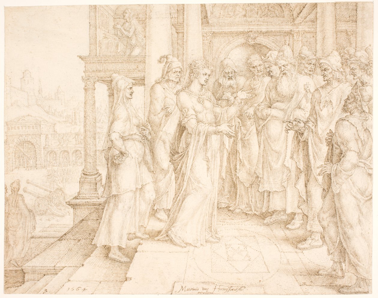 Judith henvender sig til de gamle i Bethulia af Maarten van Heemskerck
