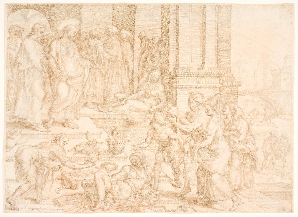 Saphiras død af Maarten van Heemskerck