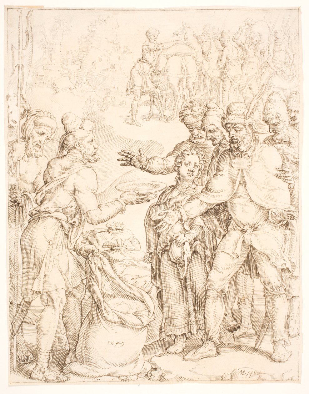 Fundet af Faraos bæger i Benjamins sæk af Maarten van Heemskerck