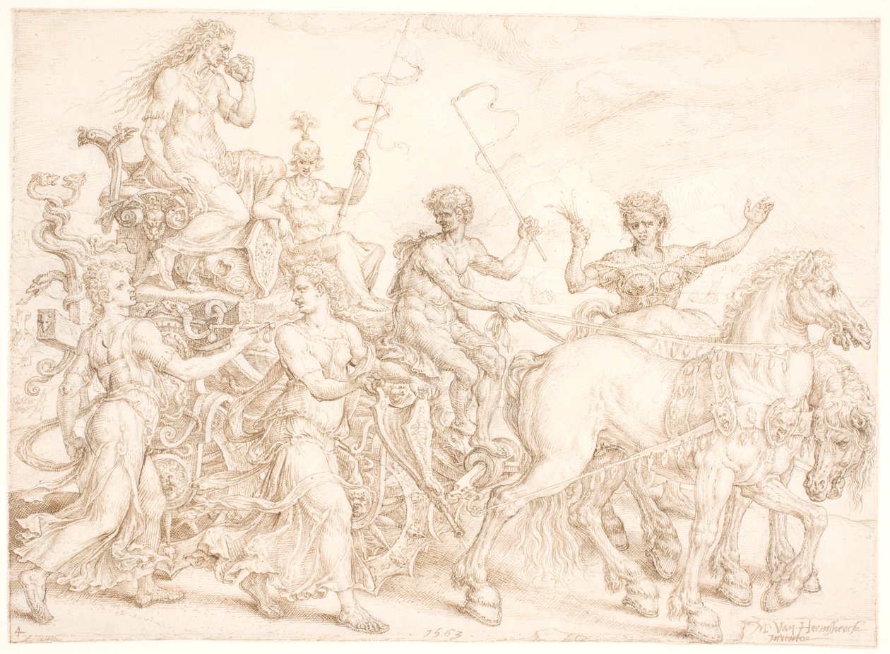 Triumfvogn. Invidia (Misundelse) af Maarten van Heemskerck