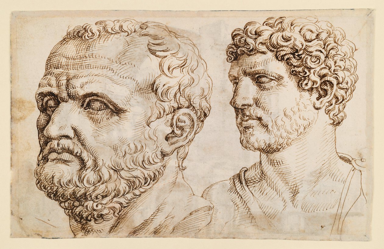 To hoveder af antikke statuer af Maarten van Heemskerck
