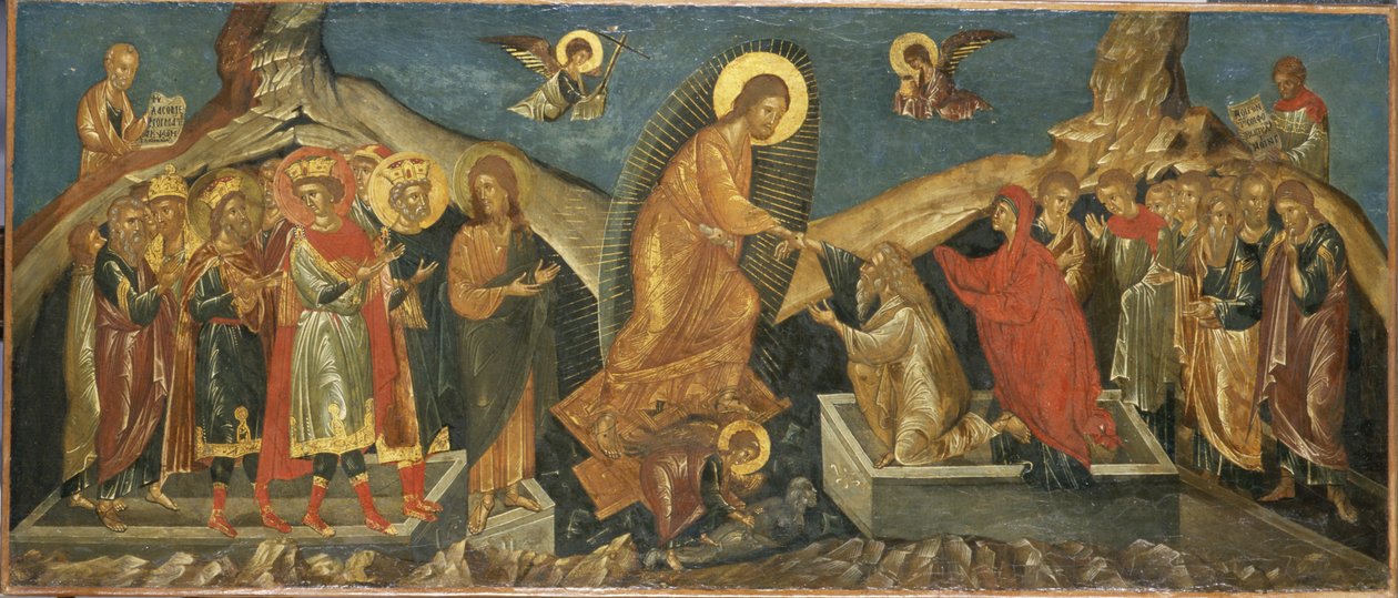 The Descent of Christ into Hell, ca. 1600-15 (glansmaling på lærred) af Macedonian School