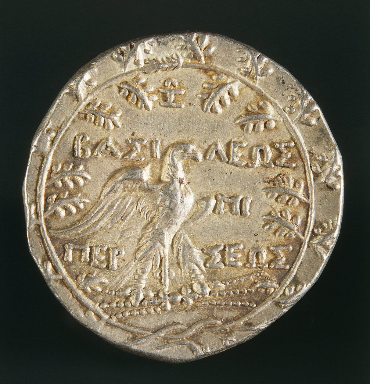 Tetradrachme af kong Perseus af Makedonien, præget i Pella, Kongeriget Makedonien, bagside, ca.179-168 f.Kr. (sølv) af Macedonian