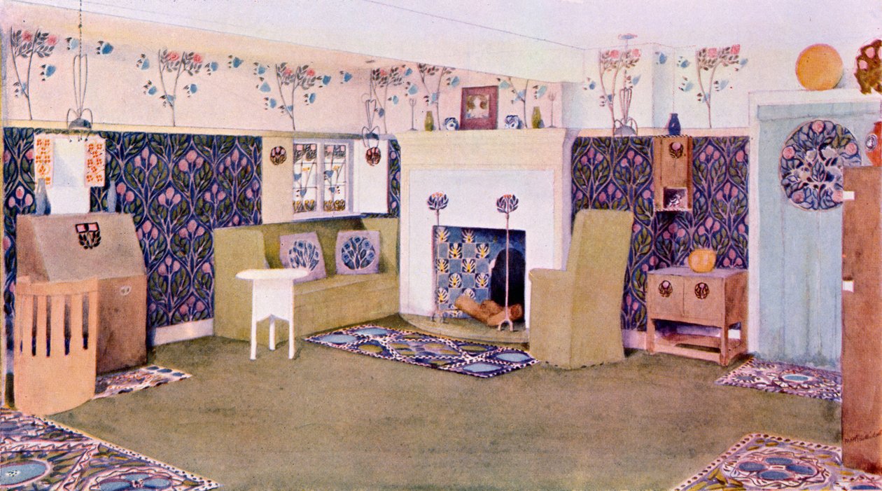 Design til tegnestuen i Falkewood, ca. 1906 af Mackay Hugh Baillie Scott