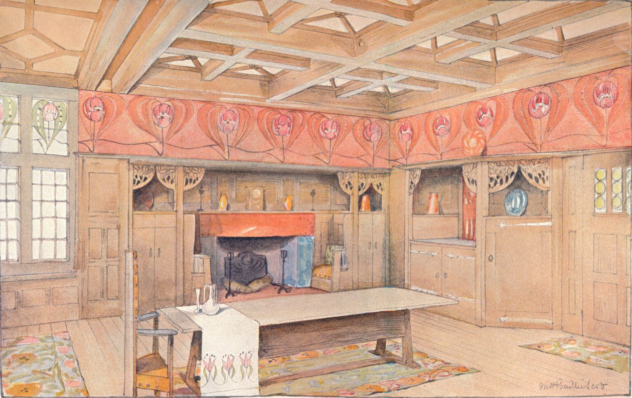 Skema til indretning af en spisestue, c1900 af Mackay Hugh Baillie Scott