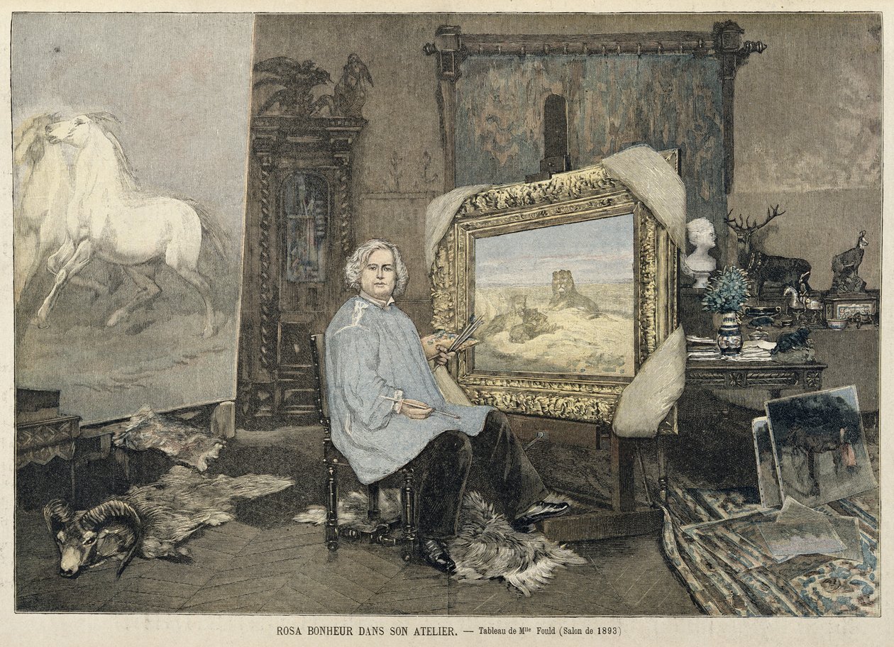 Rosa Bonheur (1822-99) i sit atelier, fra "Le Petit Journal", 3. juni 1893 af Madame Consuelo Fould