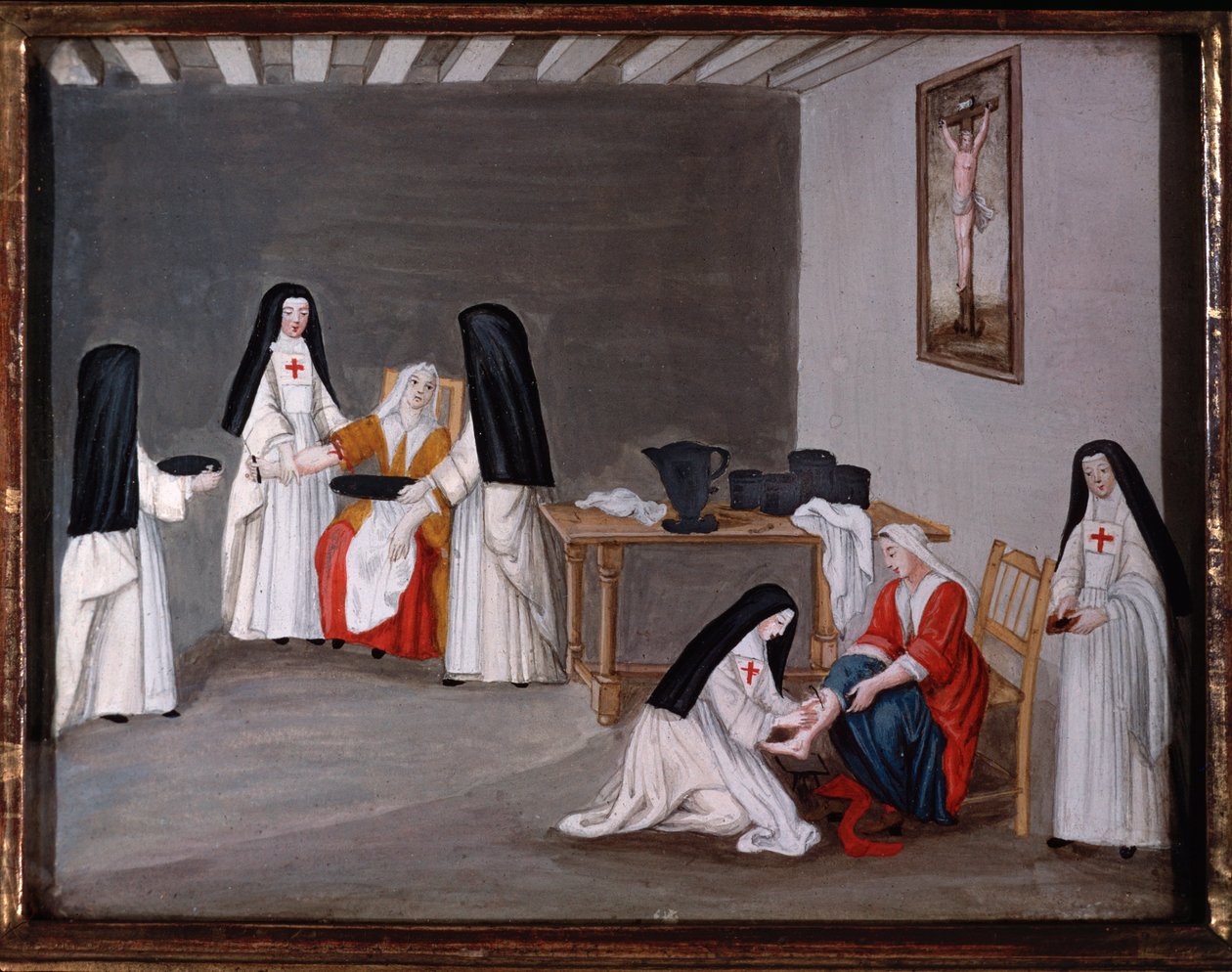 Nonner fra Abbey of Port-Royal-des-Champs, der tager sig af syge mennesker (maleri af Madeleine (attr. to) Boullogne