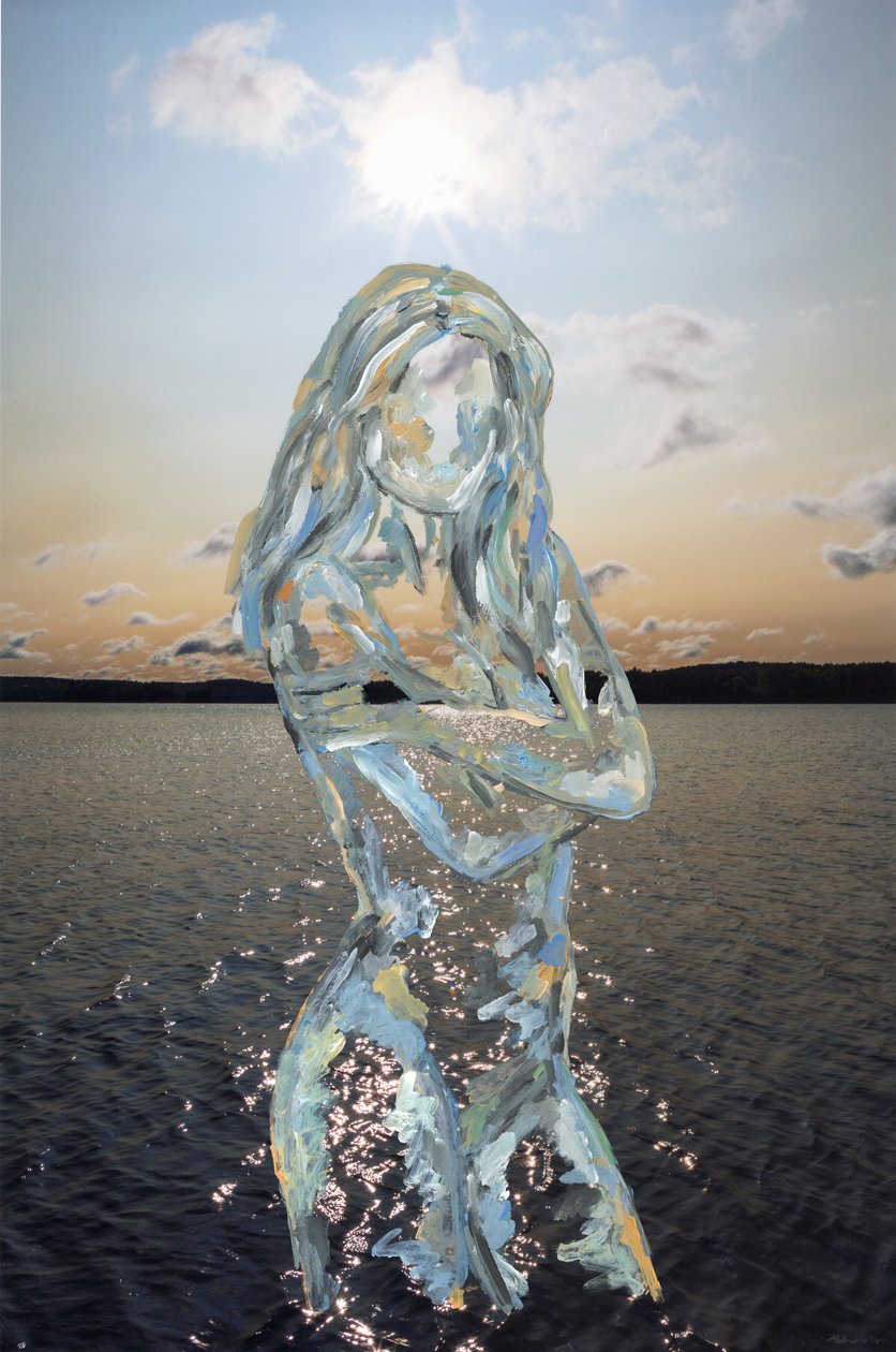 Lake Figure, 2019 (akrylmaling på arkivbestandigt pigmentprint) af Madeleine Gross