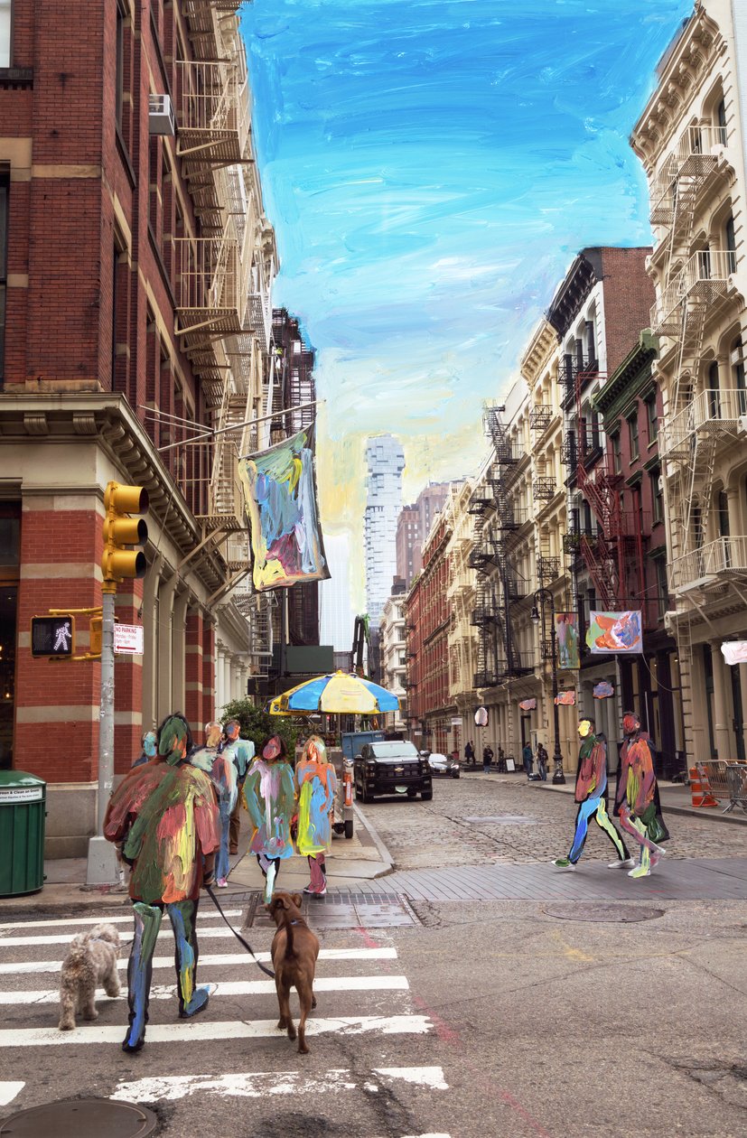 Soho May, 2019 (akrylmaling på arkivbestandigt pigmentprint) af Madeleine Gross