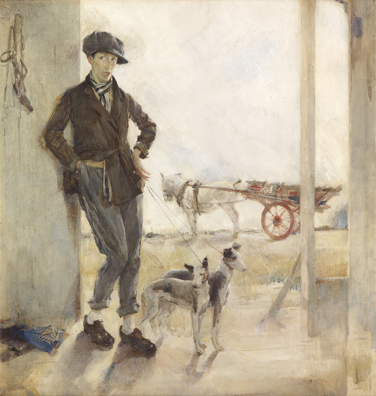 Coster med hunde (olie på lærred) af Madeline Emily Green