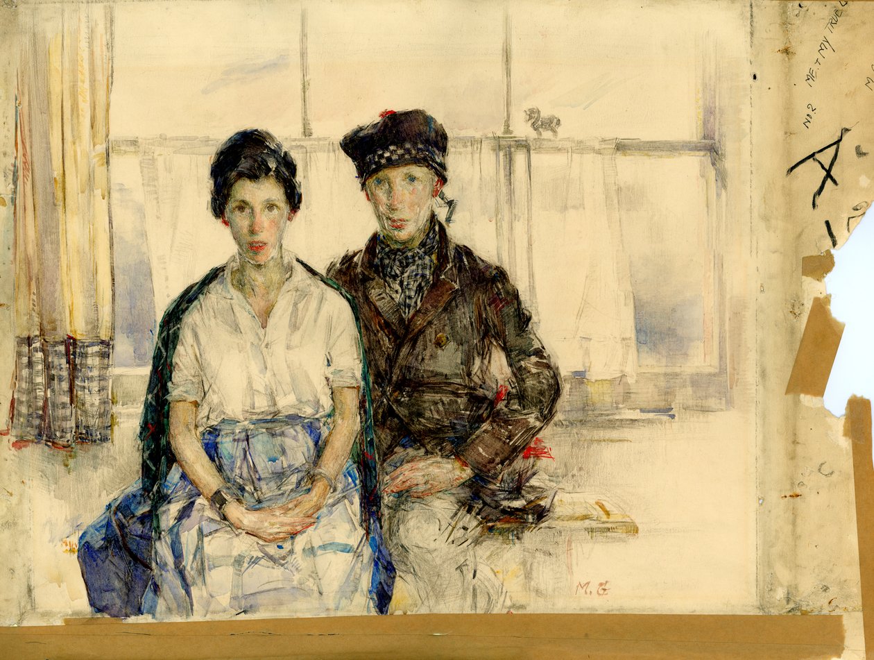 Mig og min sande kærlighed, ca. 1930 (blyant og akvarel på papir) af Madeline Emily Green