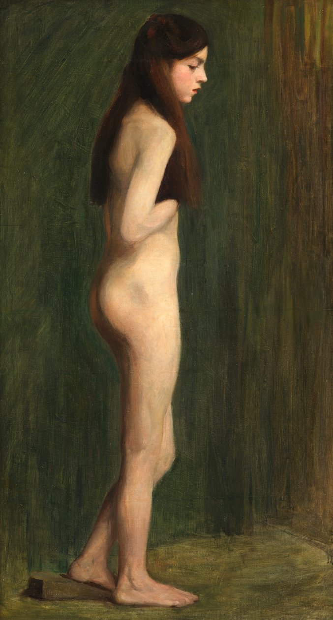 Studio Nude in Green (olie på lærred) af Madeline Emily Green