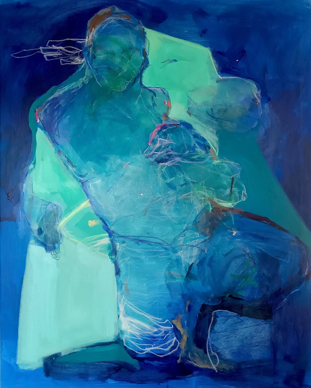 I stilhed folder vi os ud: Echoes of Feeling, 2025 (akryl og pastel på lærred) af Madgalena Morey