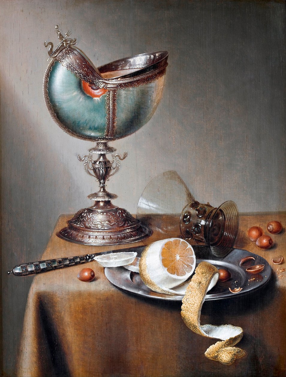 ""Nature morte a la coupe nautile"" (Still-Life with Nautilus Cup) Peinture de Marten Boelema de Stomme (1611-1644) - Olie på træ Dim 50x38 cm Hallwylska Museet, Stockholm af Maerten Boelema de Stomme