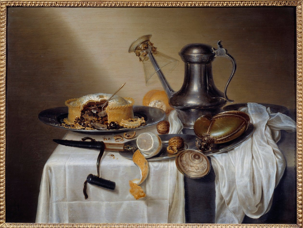Stilleben med Pate Pate med citron- og tinkaraffel. Maleri af Maerten Boelema de Stomme (1611-1664) 1600-tallet søn. 0,6x0,79 m Nantes, Musee des Beaux Arts af Maerten Boelema de Stomme