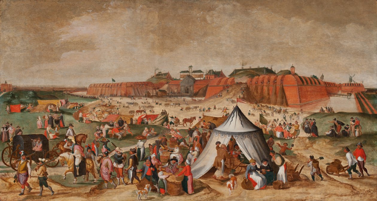 Nedrivning af Citadellet i Antwerpen, slutningen af det 16. århundrede (olie på panel) af Maerten van Cleve