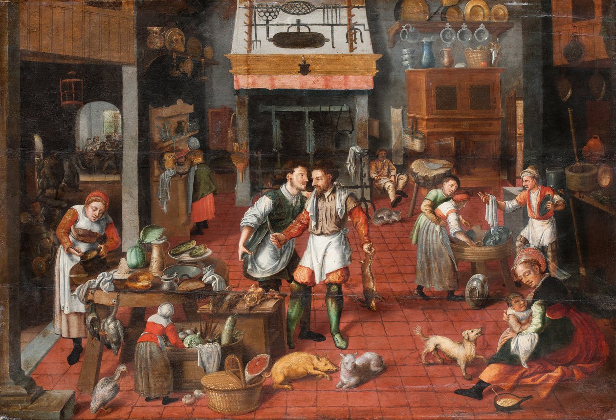 Køkken Interiør, c.1565 af Maerten van Cleve