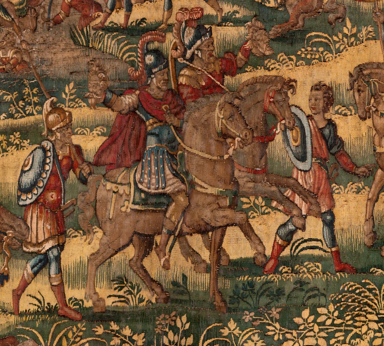 Stiftsmuseum (Diocesan Museum). flamsk gobelin. Bruxelles. François Geubels værksted. Serien historien om Gideon. Midianitternes nederlag (Midianitternes nederlag). Silke og uld. Legat fra biskop Vincent Rock af Serna. Barok. 1534-1571, i af Maerten van Heemskerck