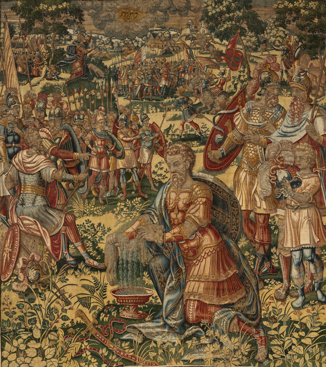 Historien om Gideon, slutningen af det 16. århundrede (silke og uld) af Maerten van Heemskerck