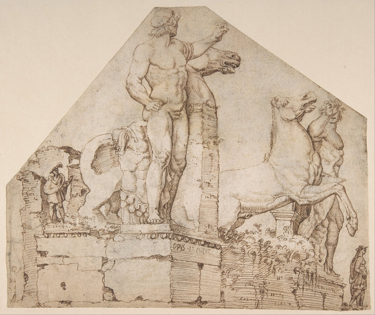 Dioskurerne på Monte Cavallo, ca. 1533 (pen og brunt blæk) af Maerten van Heemskerck