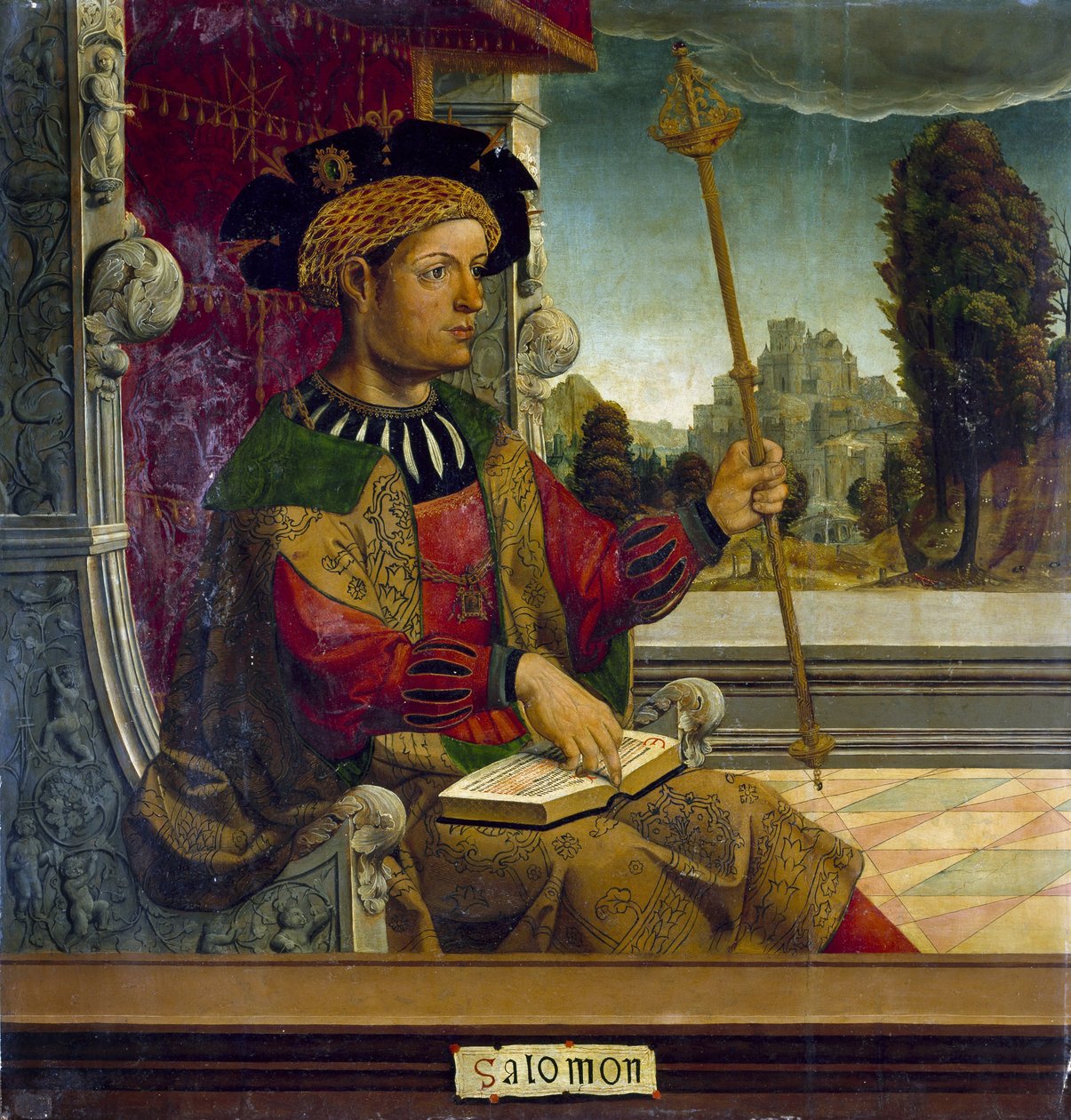 Kong Salomon af Israel - Kong Salomo - Kalvemestermaleri (aktivt i begyndelsen af ​​det 16. århundrede) - ca. 1525 - Olie på træ - 90,8x87,7 cm - Museo del Prado, Madrid af Maestro de Becerril