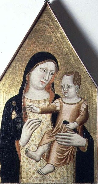 Madonna og barn, ca. 1340 (tempera på panel) af Maestro di Mezzana (fl.c 1340)