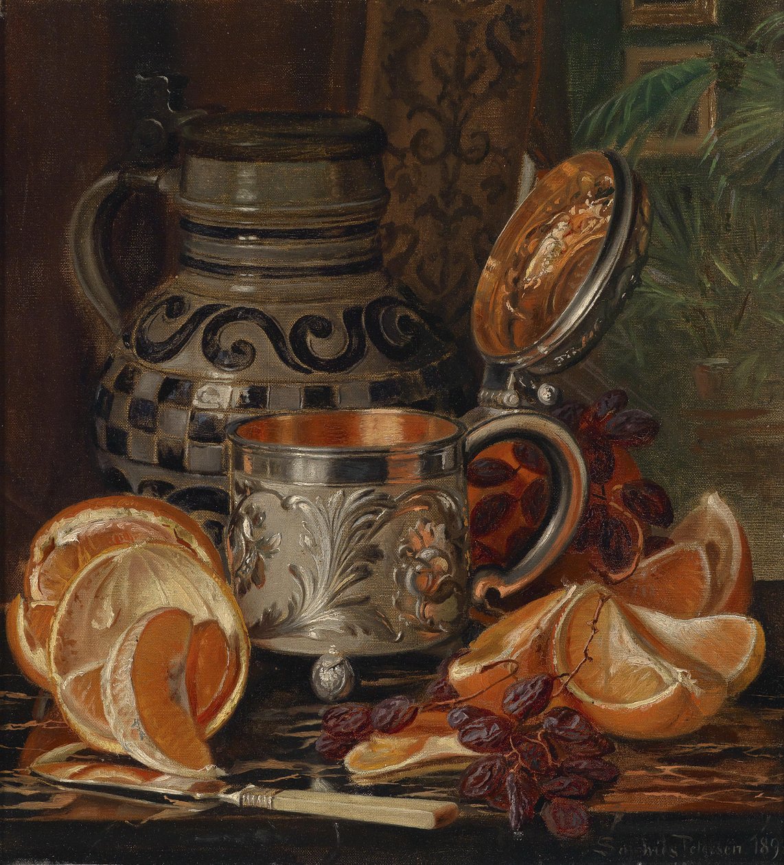 Stilleben med appelsiner af Magnus Otto Sophus Petersen
