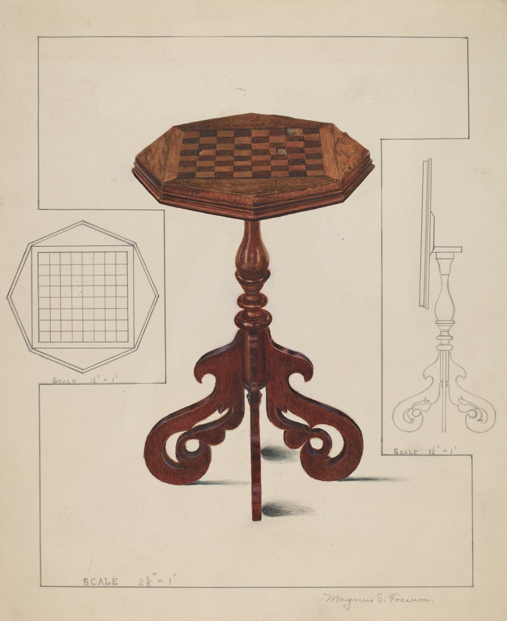 Skakternet bord-vippeplade, ca. 1936. af Magnus S. Fossum