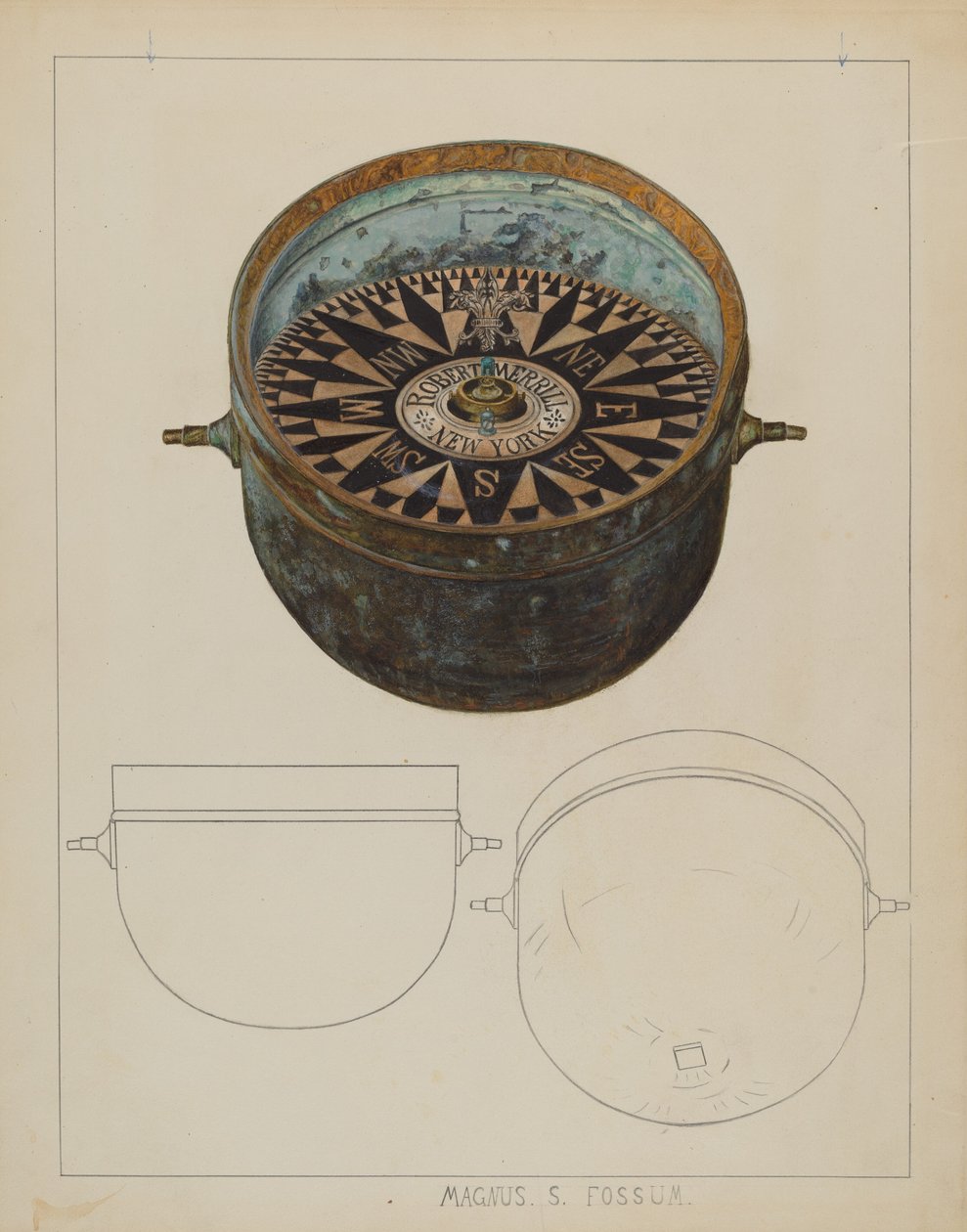 Skibskompas, ca. 1937. af Magnus S. Fossum