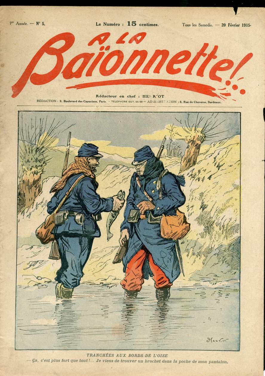 Cover af ""La Baionnette"", satirisk i farver af Henri Maigrot